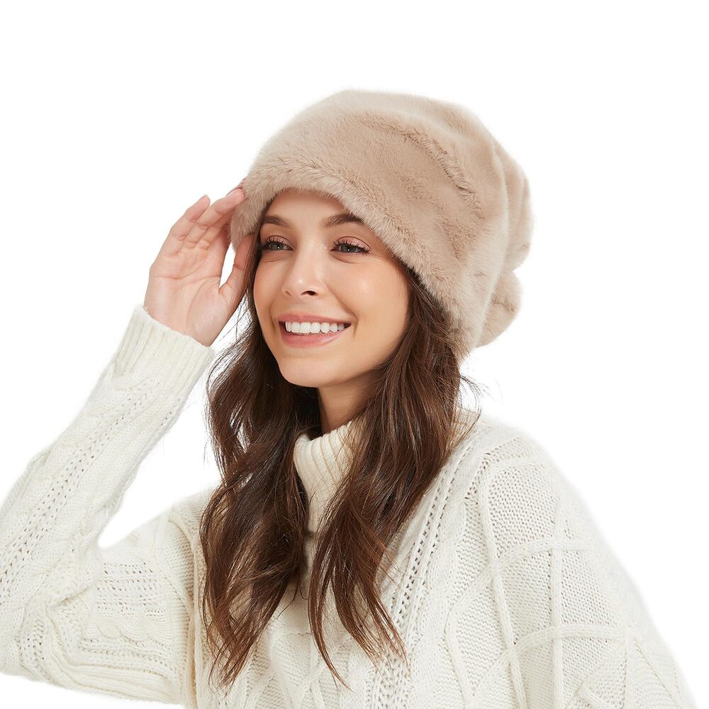 5453 Slouchy Faux Mink Fur Chunky Baggy Santa Hat - Warm Winter Ski Cap